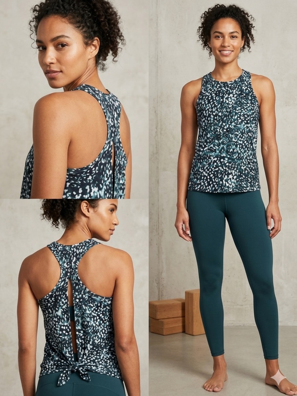 Old Navy Active XS Racerback Tank Top Spotted Print Tie Back